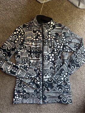 Brooks Black & White Graphic Zip-Up Bomber Jacket